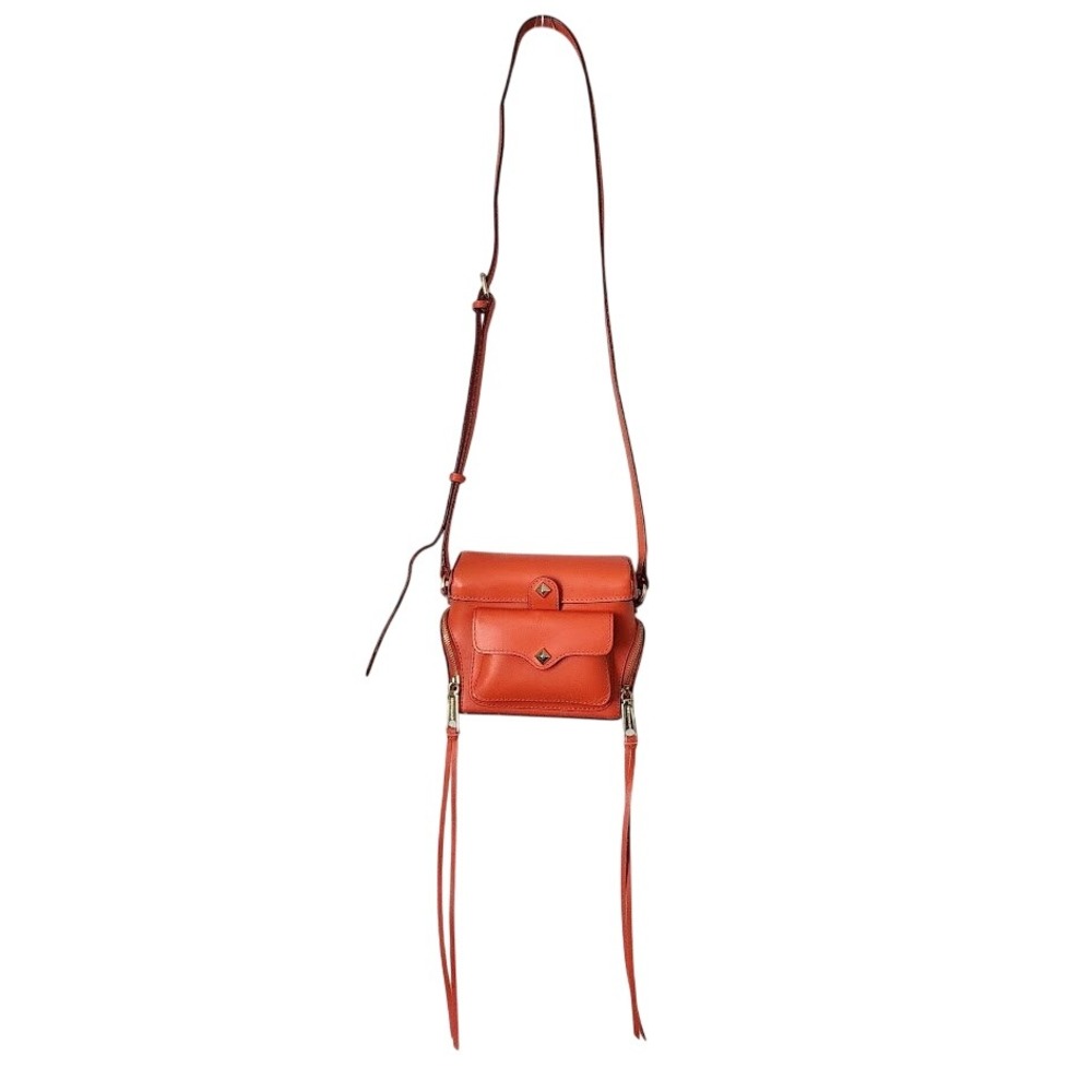REBECCA MINKOFF Craig Camera Bag‎ Tangelo Orange Leather Fringe Crossbody